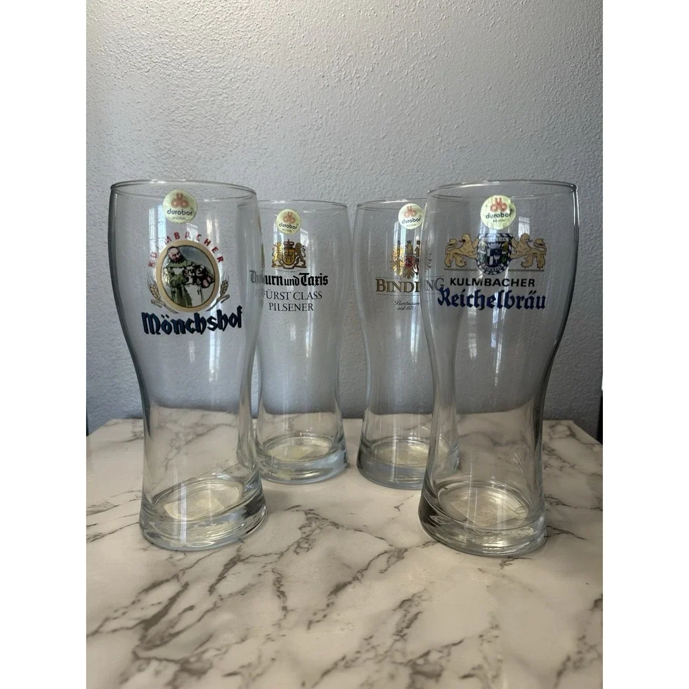 4 Vintage German Beer Pilsner Pint Glasses.‎ 8